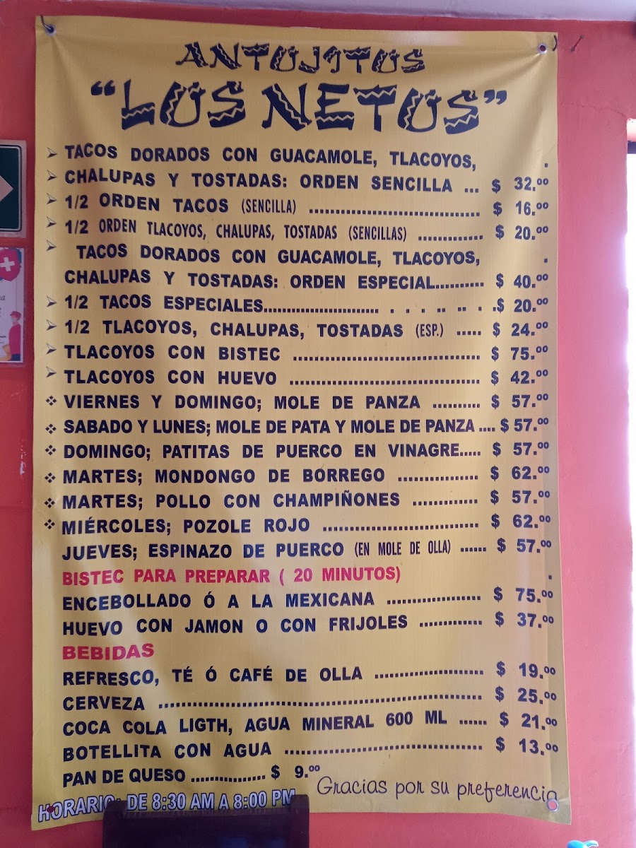 Los Netos Antojitos Mexicanos Menu - Image 1